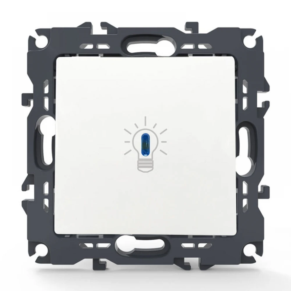 PRIME ΜΠΟΥΤΟΝ ΚΛΙΜΑΚΟΣΤΑΣΙΟΥ & LED ΛΥΧΝΙΑ ΜΕ ΚΛΙΠ 1P 10A 250VAC IP20 ΛΕΥΚΟ - Aca Elec