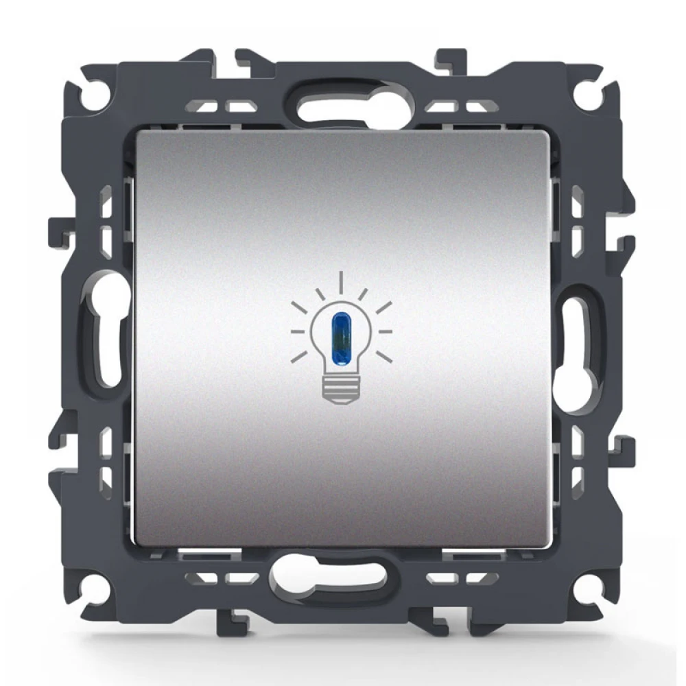 PRIME ΜΠΟΥΤΟΝ ΚΛΙΜΑΚΟΣΤΑΣΙΟΥ & LED ΛΥΧΝΙΑ ΜΕ ΚΛΙΠ 1P 10A 250VAC IP20 MAT ΑΛΟΥΜΙΝΙΟ - Aca Elec