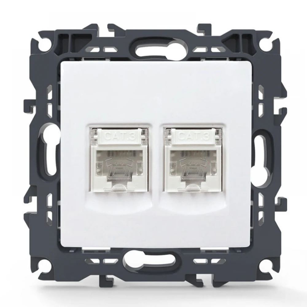 PRIME ΠΡΙΖΑ ΤΗΛΕΦΩΝΟΥ 2xRJ11 CAT3 IP20 ΛΕΥΚΗ - Aca Elec