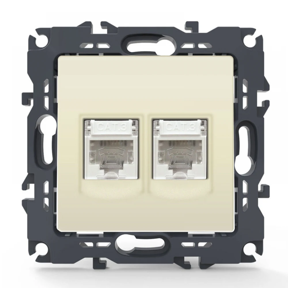 PRIME ΠΡΙΖΑ ΤΗΛΕΦΩΝΟΥ 2xRJ11 CAT3 IP20 ΙΒΟΥΑΡ - Aca Elec