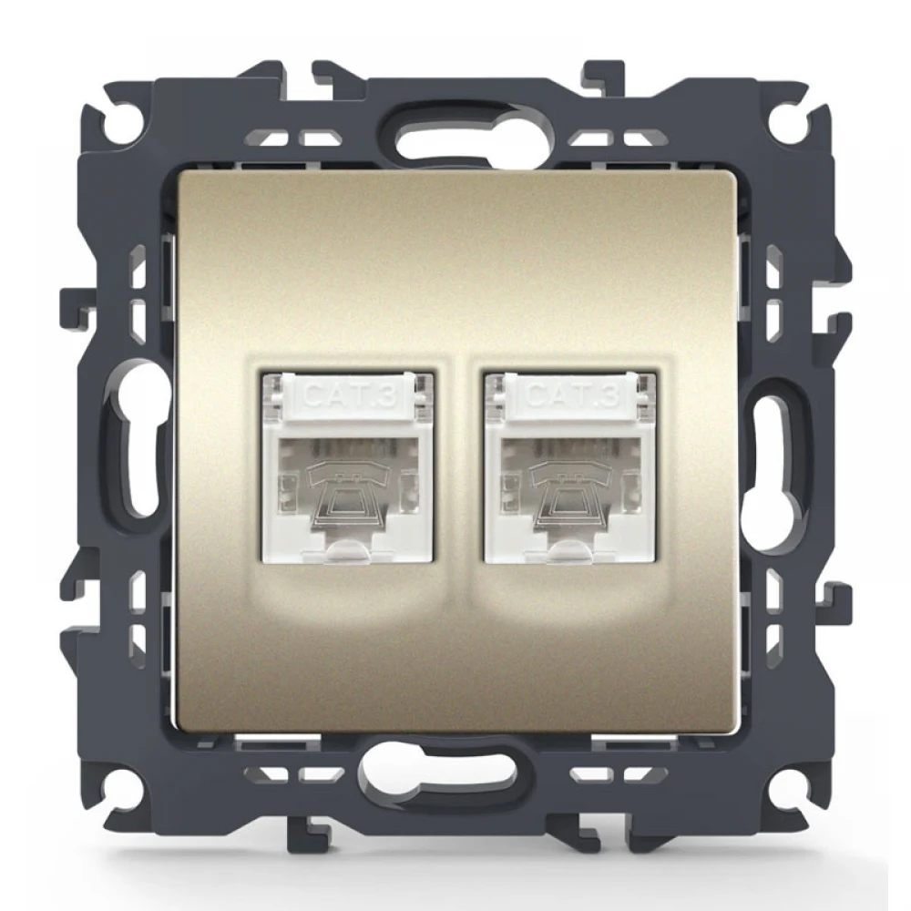 PRIME ΠΡΙΖΑ ΤΗΛΕΦΩΝΟΥ 2xRJ11 CAT3 IP20 MAT ΣΑΜΠΑΝΙΖΕ - Aca Elec