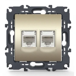 PRIME ΠΡΙΖΑ ΤΗΛΕΦΩΝΟΥ 2xRJ11 CAT3 IP20 MAT ΣΑΜΠΑΝΙΖΕ - Aca Elec