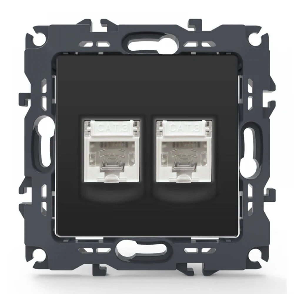 PRIME ΠΡΙΖΑ ΤΗΛΕΦΩΝΟΥ 2xRJ11 CAT3 IP20 MAT ΑΝΘΡΑΚΙ - Aca Elec