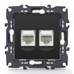 PRIME ΠΡΙΖΑ ΤΗΛΕΦΩΝΟΥ 2xRJ11 CAT3 IP20 MAT ΑΝΘΡΑΚΙ - Aca Elec