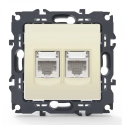 PRIME ΠΡΙΖΑ ΔΙΚΤΥΟΥ 2xRJ45 CAT6 UTP IP20 ΙΒΟΥΑΡ - Aca Elec