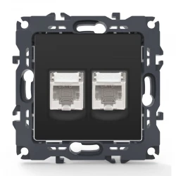 PRIME ΠΡΙΖΑ ΔΙΚΤΥΟΥ 2xRJ45 CAT6 UTP IP20 MAT ΑΝΘΡΑΚΙ - Aca Elec