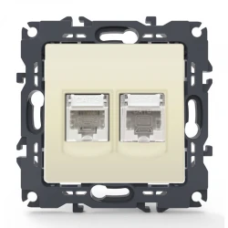PRIME ΠΡΙΖΑ ΤΗΛΕΦΩΝΟΥ 1xRJ11 CAT3 IP20 & ΠΡΙΖΑ ΔΙΚΤΥΟΥ 1xRJ45 CAT6 UTP IP20 ΙΒΟΥΑΡ - Aca Elec