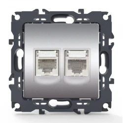 PRIME ΠΡΙΖΑ ΤΗΛΕΦΩΝΟΥ 1xRJ11 CAT3 IP20 & ΠΡΙΖΑ ΔΙΚΤΥΟΥ 1xRJ45 CAT6 UTP IP20 MAT ΑΛΟΥΜΙΝΙΟ - Aca Elec