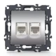 PRIME ΠΡΙΖΑ ΤΗΛΕΦΩΝΟΥ 1xRJ11 CAT3 IP20 & ΠΡΙΖΑ ΔΙΚΤΥΟΥ 1xRJ45 CAT6 UTP IP20 MAT ΑΛΟΥΜΙΝΙΟ - Aca Elec