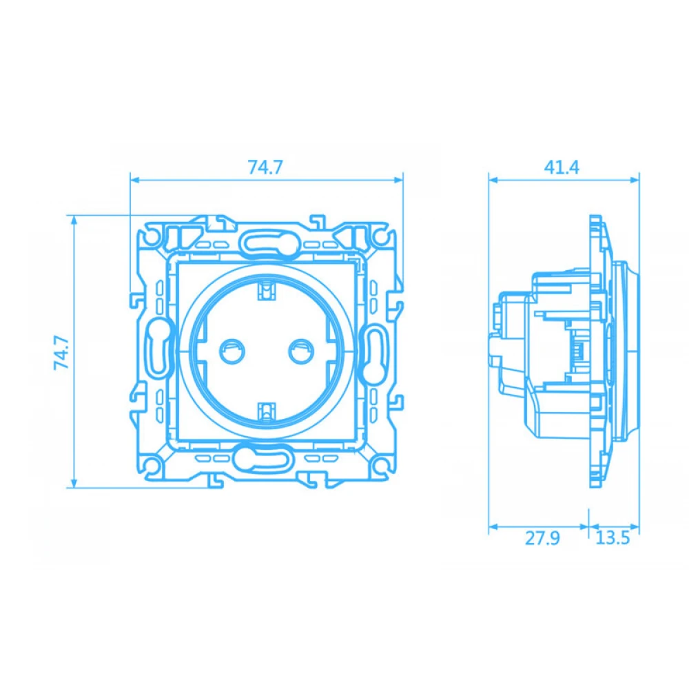 PRIME ΠΡΙΖΑ ΣΟΥΚΟ ΑΣΦΑΛΕΙΑΣ 1x2P+E 16A 250VAC IP20 MAT ΑΛΟΥΜΙΝΙΟ - Aca Elec