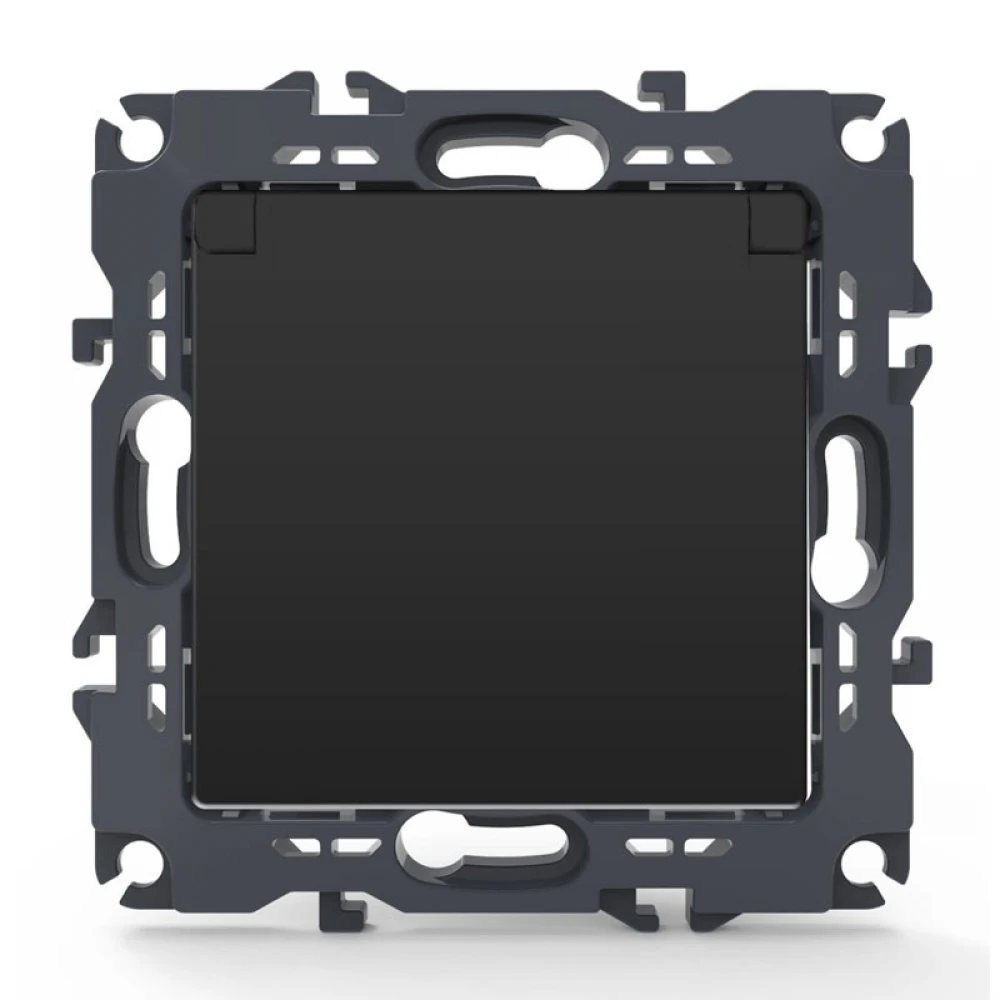 PRIME ΠΡΙΖΑ ΣΟΥΚΟ ΚΑΠΑΚΙ ΑΣΦΑΛΕΙΑΣ 1x2P+E 16A 250VAC IP20 MAT ΑΝΘΡΑΚΙ - Aca Elec