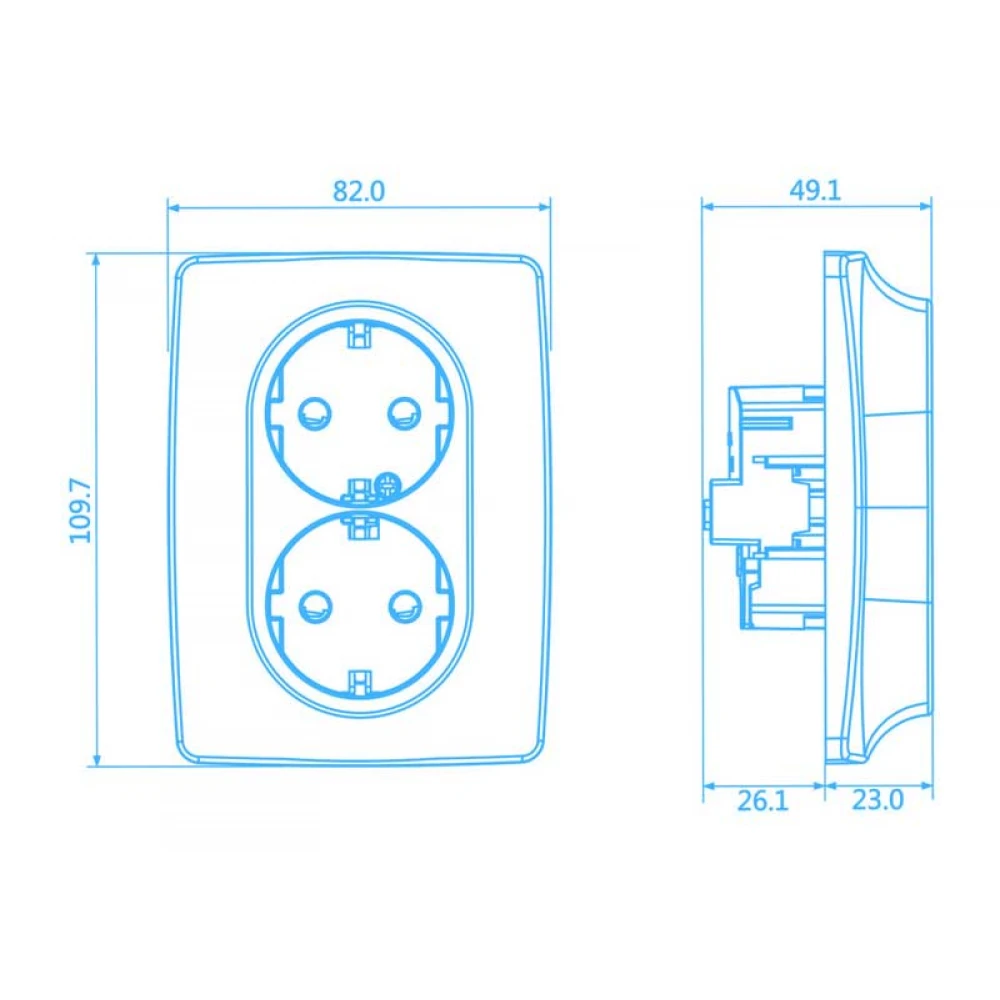 PRIME ΠΡΙΖΑ ΣΟΥΚΟ ΑΣΦΑΛΕΙΑΣ 2x2P+E 16A 250VAC IP20 MAT ΑΝΘΡΑΚΙ - Aca Elec