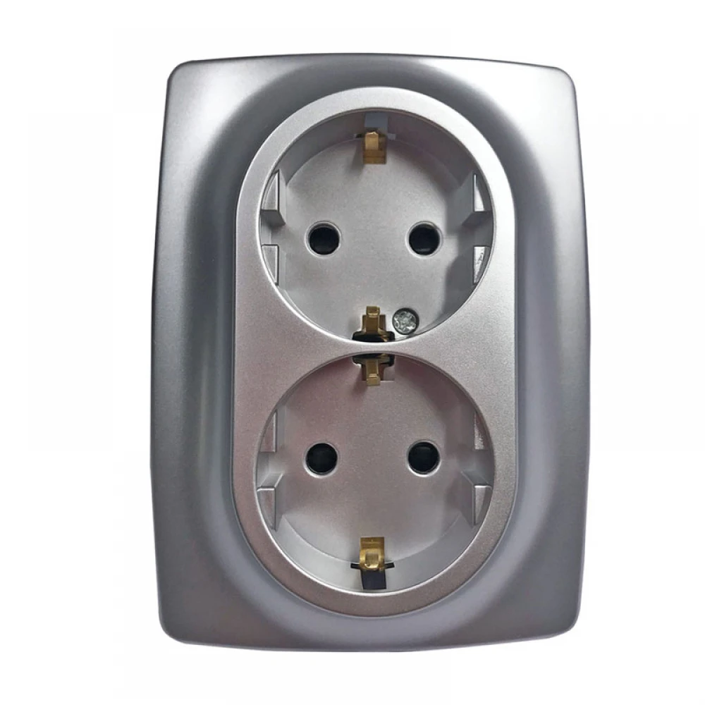 PRIME ΠΡΙΖΑ ΣΟΥΚΟ ΑΣΦΑΛΕΙΑΣ 2x2P+E 16A 250VAC IP20 MAT ΑΛΟΥΜΙΝΙΟ - Aca Elec