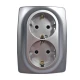 PRIME ΠΡΙΖΑ ΣΟΥΚΟ ΑΣΦΑΛΕΙΑΣ 2x2P+E 16A 250VAC IP20 MAT ΑΛΟΥΜΙΝΙΟ - Aca Elec