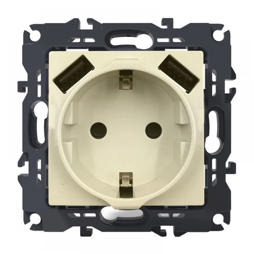 PRIME ΠΡΙΖΑ ΣΟΥΚΟ ΑΣΦΑΛΕΙΑΣ 1x2P+E 16A 250VAC & 2 USB 5VDC 3.1A IP20 ΙΒΟΥΑΡ - Aca Elec