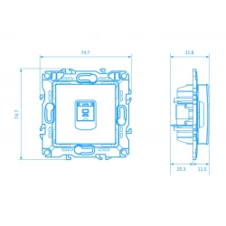PRIME ΠΡΙΖΑ ΔΙΚΤΥΟΥ 1xRJ45 CAT6 UTP IP20 MAT ΑΝΘΡΑΚΙ - Aca Elec