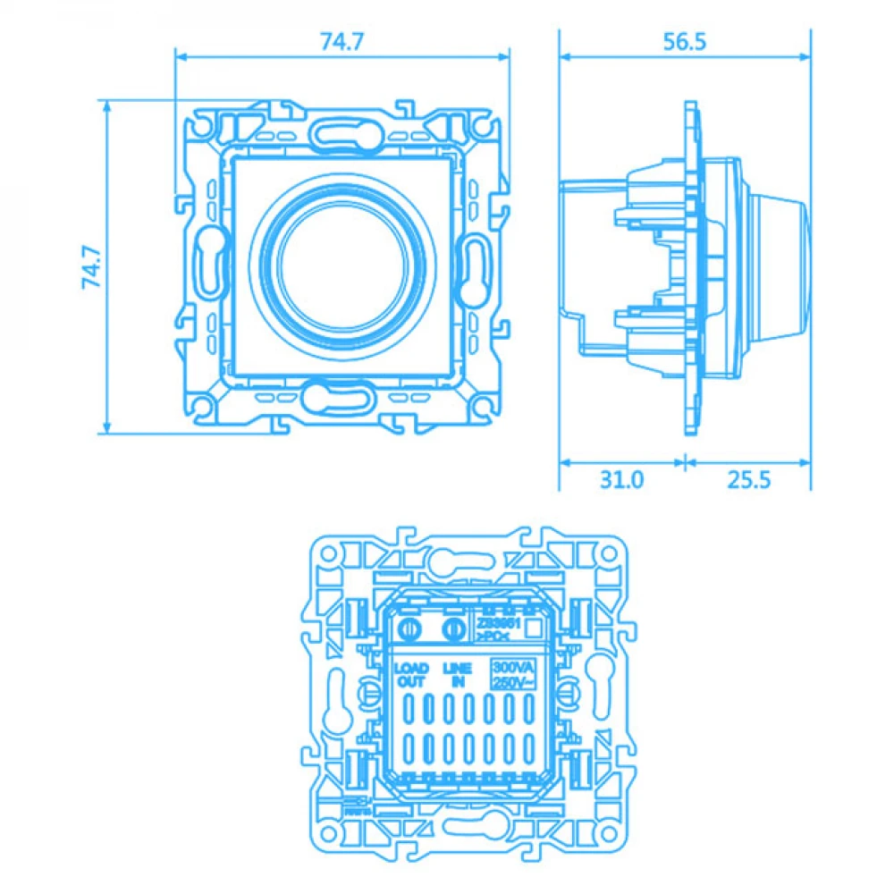 PRIME DIMMER 1 WAY 1P TRIAC 300VA 250VAC IP20 ΛΕΥΚΟ - Aca Elec
