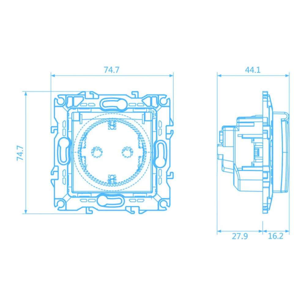 PRIME ΠΡΙΖΑ ΣΟΥΚΟ ΚΑΠΑΚΙ ΑΣΦΑΛΕΙΑΣ 1x2P+E 16A 250VAC IP20 MAT ΣΑΜΠΑΝΙΖΕ - Aca Elec