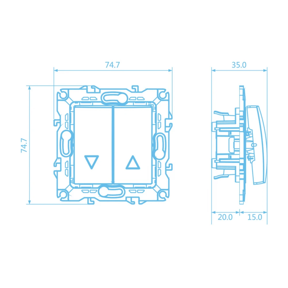 PRIME ΜΠΟΥΤΟΝ ΡΟΛΩΝ ΜΕ ΚΛΙΠ 1-1P 10A 250VAC IP20 MAT ΣΑΜΠΑΝΙΖΕ - Aca Elec