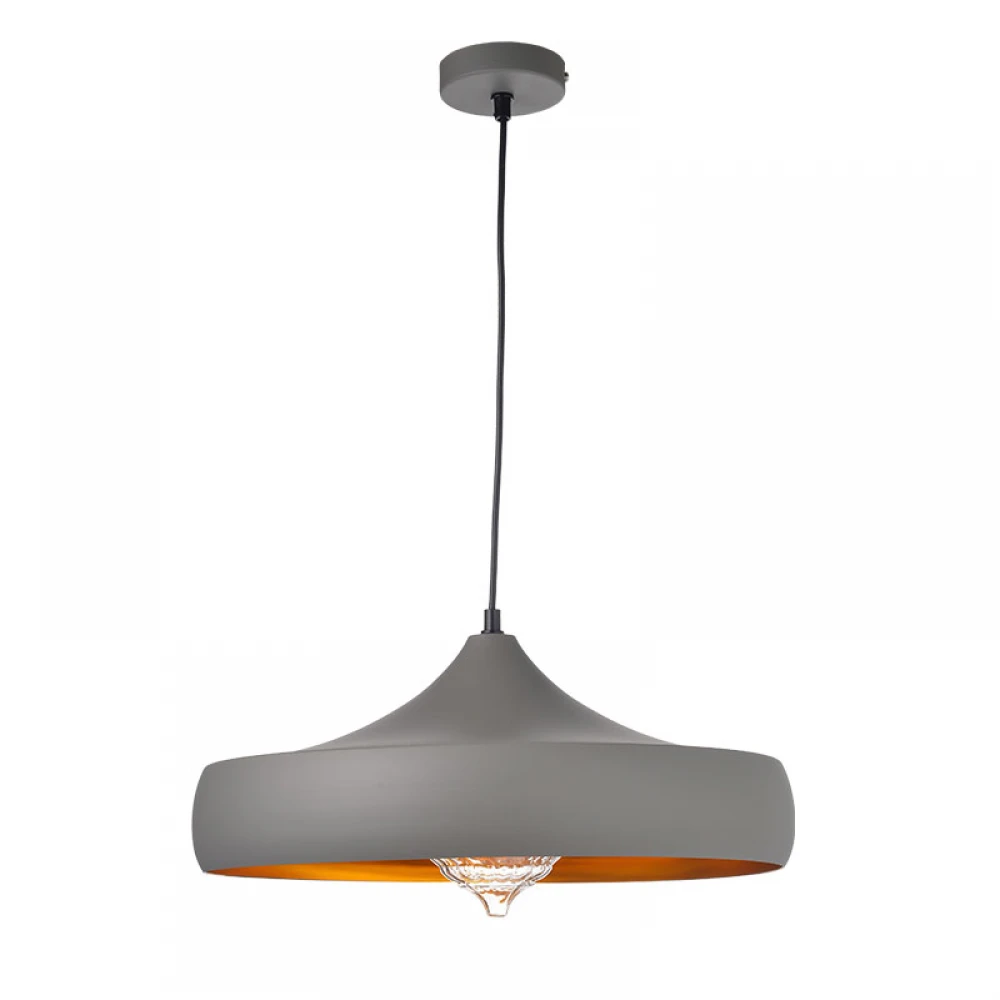 Μεταλλικό Κρεμαστό Φωτιστικό Γκρι Με Χρυσό Εσωτερικό Ø460 1xE27 Aca