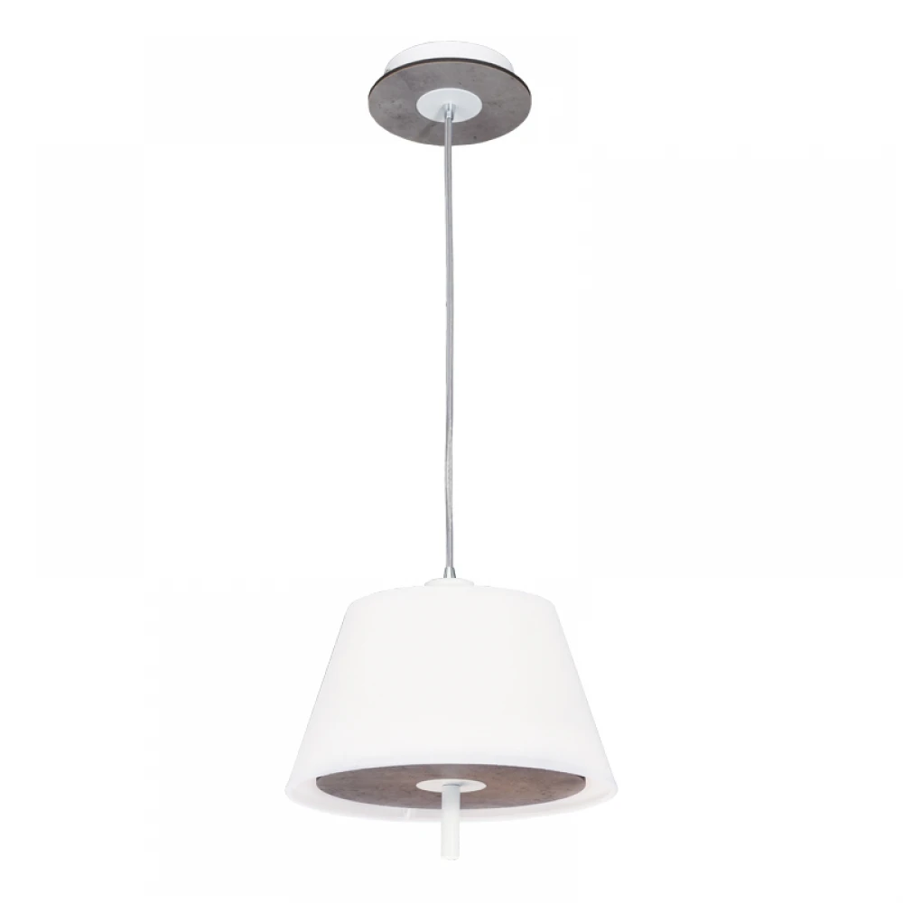 Κρεμαστό Φωτιστικό Με Υφασμάτινο Καπέλο Και MDF Σε Απόχρωση Τσιμέντου και Λευκό Ø28 1xE27 ACA