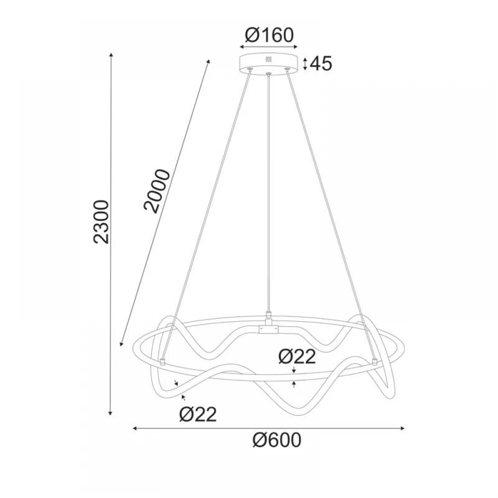 LED Κρεμαστό Φωτιστικό Μεταλλικό Μαύρο D60cm 36W KYMA - Aca Decor
