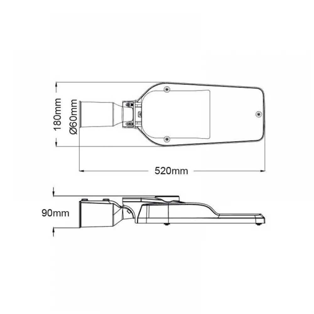 LED STREET LUMINAIRE 50W 7000LM 4000K 150⁰ x 75⁰ CLASS II IP66 10kV 230V AC IP66 ACA