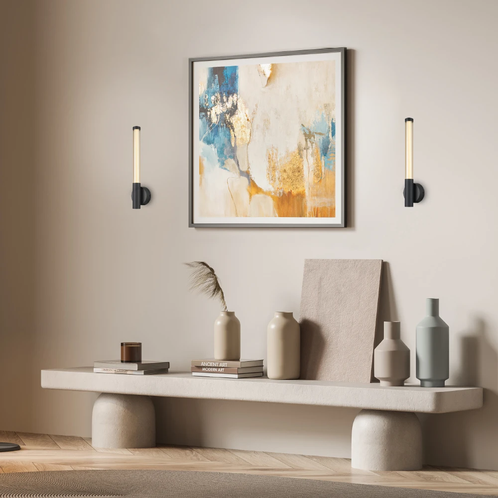 CANDELERA-ΦΩΤΙΣΤΙΚΟ ΕΠΙΤΟΙΧΟ ΑΜΜΩΔΕΣ ΜΑΥΡΟ ΑΛΟΥΜΙΝΙΟΥ LED SMD 7W CCT 490LM IP20 100X85X440MM ACA