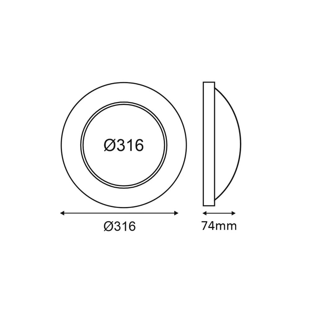 LED ΠΛΑΦΟΝΙΕΡΑ CORDIN ΕΝΑΛΛΑΓΗΣ 16W 1920lm/14W 1680lm/8W 1000lm 220-240V 5CCT 120° IP65 Φ316x74mm ΛΕΥΚΟ