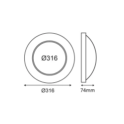 LED ΠΛΑΦΟΝΙΕΡΑ CORDIN ΕΝΑΛΛΑΓΗΣ 16W 1920lm/14W 1680lm/8W 1000lm 220-240V 5CCT 120° IP65 Φ316x74mm ΛΕΥΚΟ