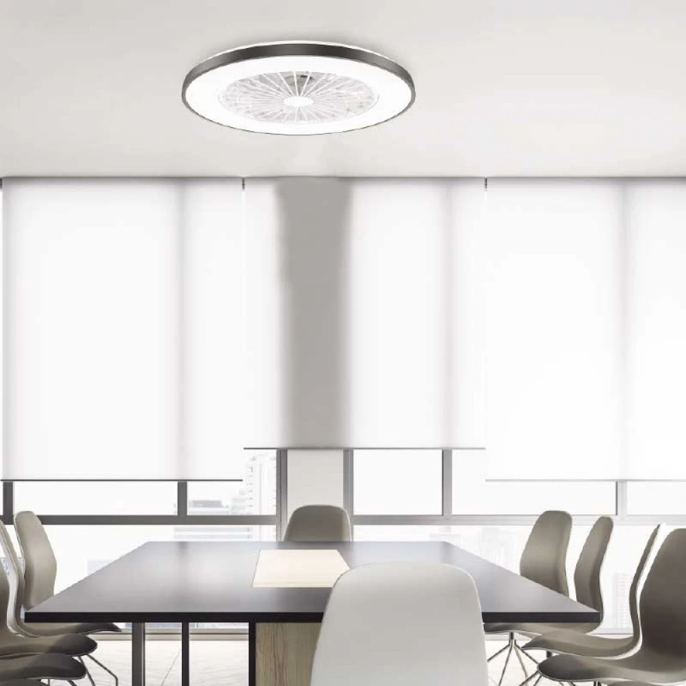 ΑΝΕΜΙΣΤΗΡΑΣ ΟΡΟΦΗΣ ΠΛΑΦΟΝΙΕΡΑ ΜΑΥΡΗ DIMMABLE DC22W Φ50 7 ΔΙΑΦΑΝH ABS ΠΤΕΡΥΓΙΑ ΤΗΛΕΧΕΙΡΙΣΤΗΡΙΟ ACA
