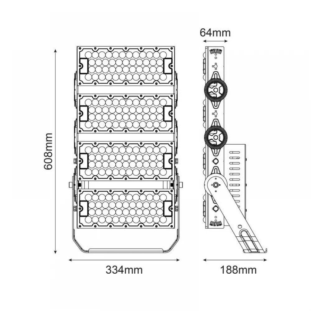 LED HIGH POWER FLOOD LUMINAIRE 480W 74400LM 5000K 40° 230V AC IP66 IK10 ACA