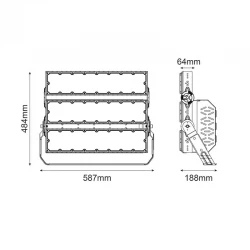LED HIGH POWER FLOOD LUMINAIRE 720W, 111600LM, 5000K, 60°, 230V AC, IP65, IK10 ACA