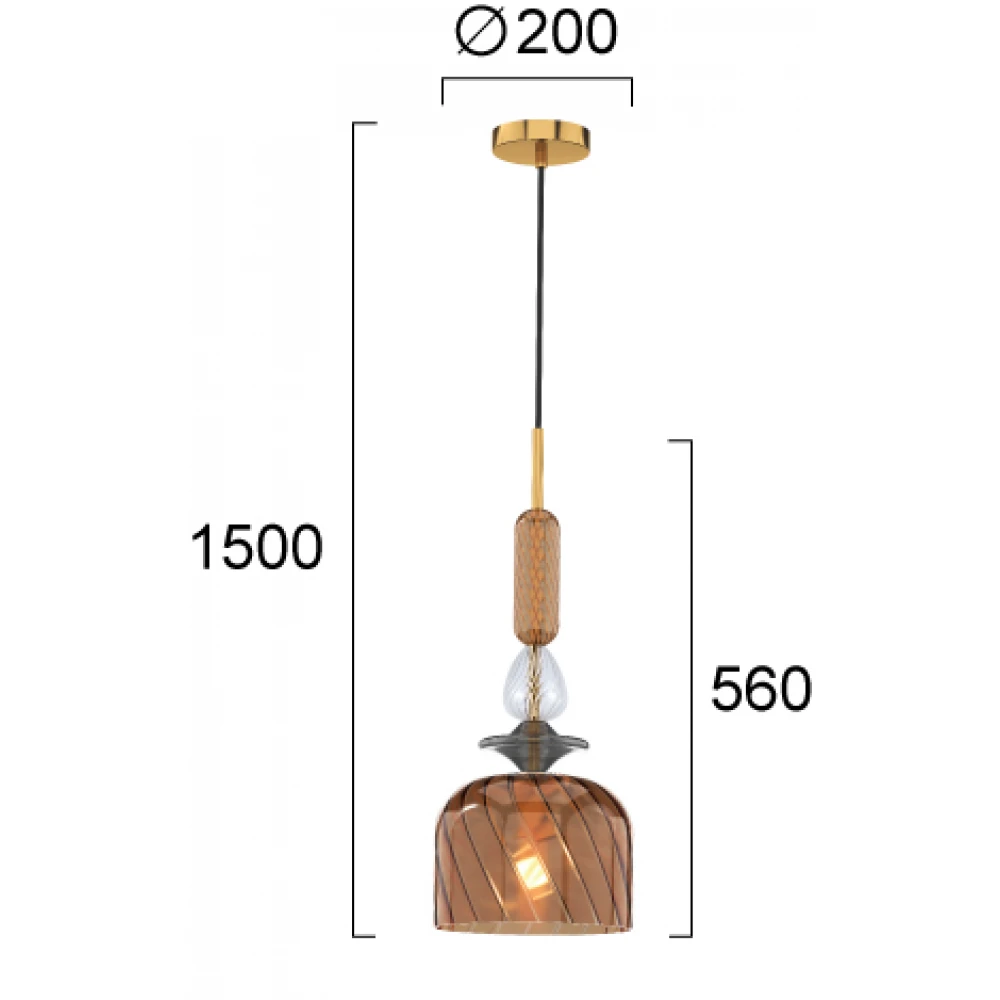 Κρεμαστό Μονόφωτο Φωτιστικό Από Γυαλί Μελί 1xE27 GLORIAL - Viokef