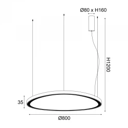 ΚΡΕΜΑΣΤΟ Φ/Σ LED 73W CCT 5800LM HARMONY ΧΡΥΣΟ ΑΛΟΥΜΙΝΙΟ IP20 D80XH120CM ACA
