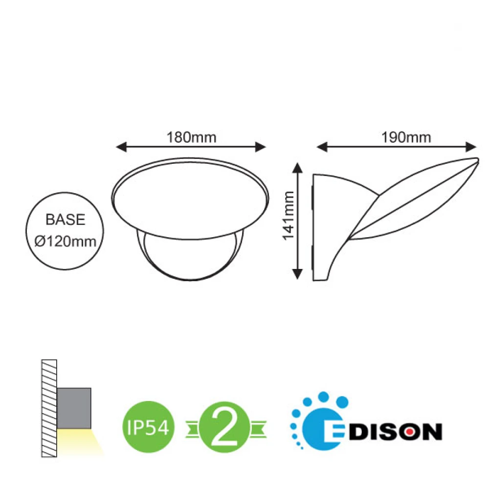 EDISON LED Απλίκα Εξωτερικού Χώρου Σε Σκούρο Γκρι 14W IP54 ACRI - ACA