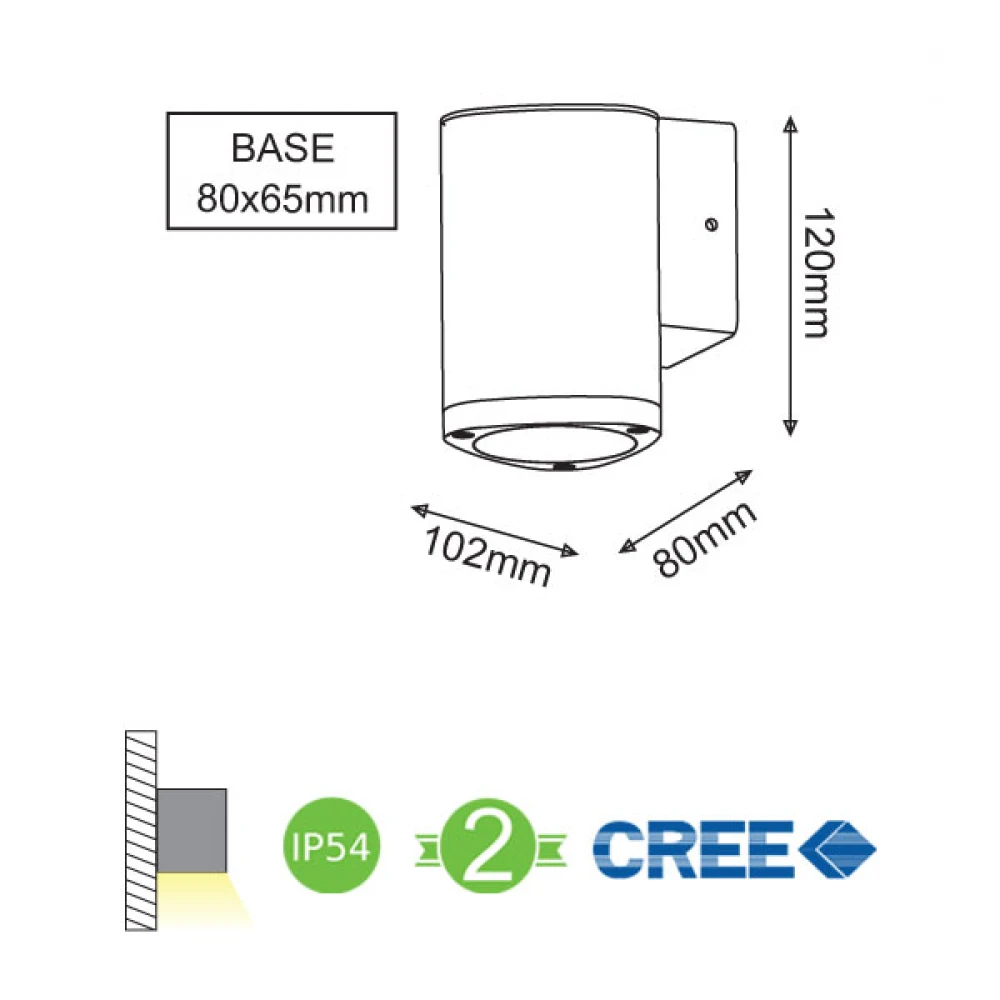 CREE High Light LED Απλίκα Εξωτερικού Χώρου Σε Σκούρο Γκρι 3W IP54 ALBI - ACA