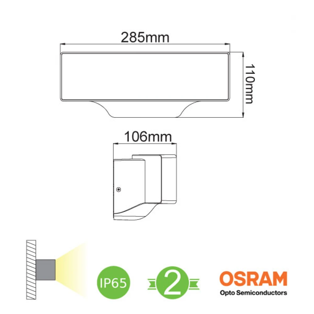 OSRAM LED Απλίκα Εξωτερικού Χώρου Σε Σκούρο Γκρι 13W IP65 ARAS - ACA