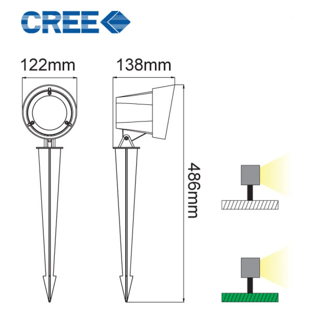 CREE LED Φωτιστικό Κήπου Καρφωτό Σκούρο Γκρι 19W IP65 AVY - ACA