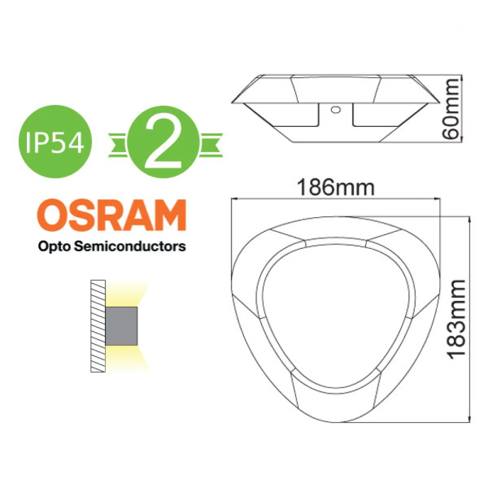 OSRAM LED Απλίκα Εξωτερικού Χώρου Σκούρο Γκρι 7W IP54 BERKA- ACA