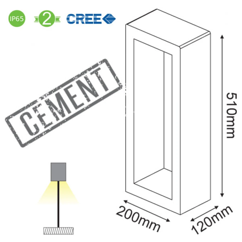 CREE LED Φωτιστικό Εξωτερικού Χώρου Κολωνάκι Από Τσιμέντο Σε Δύο Χρώματα 51cm 5W IP65 CHARES POST - ACA