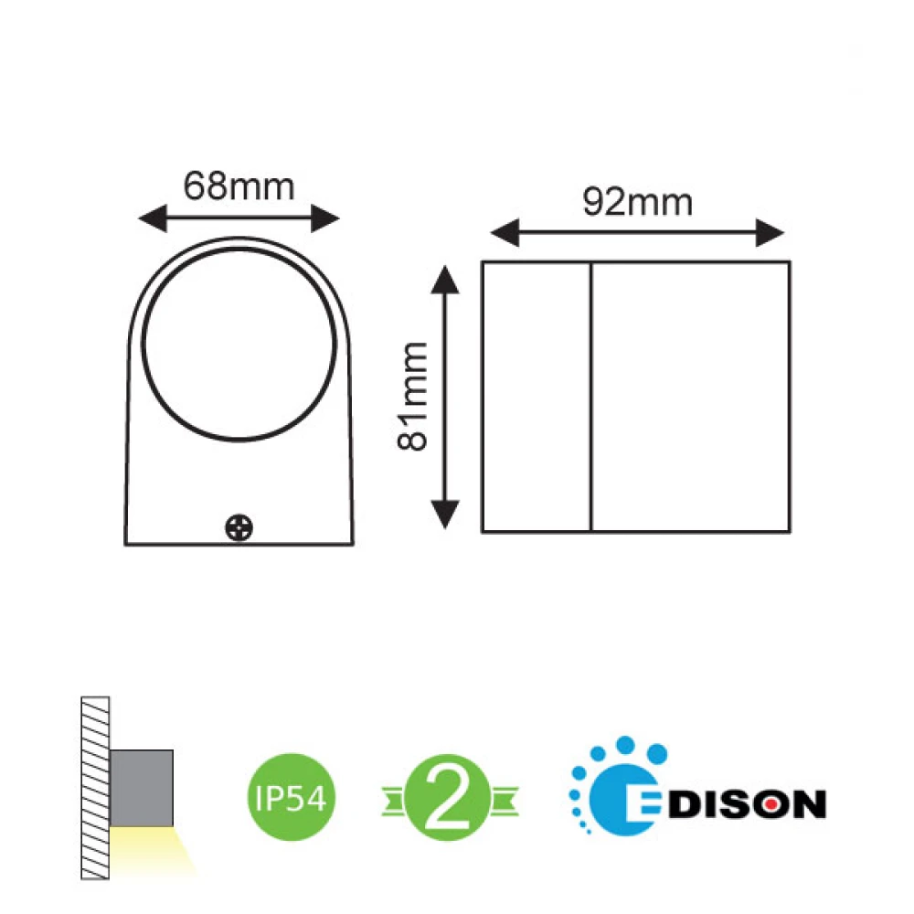 EDISON High Power LED Απλίκα Εξωτερικού Χώρου Σε Δύο Χρώματα 4W IP54 DASA-S ACA