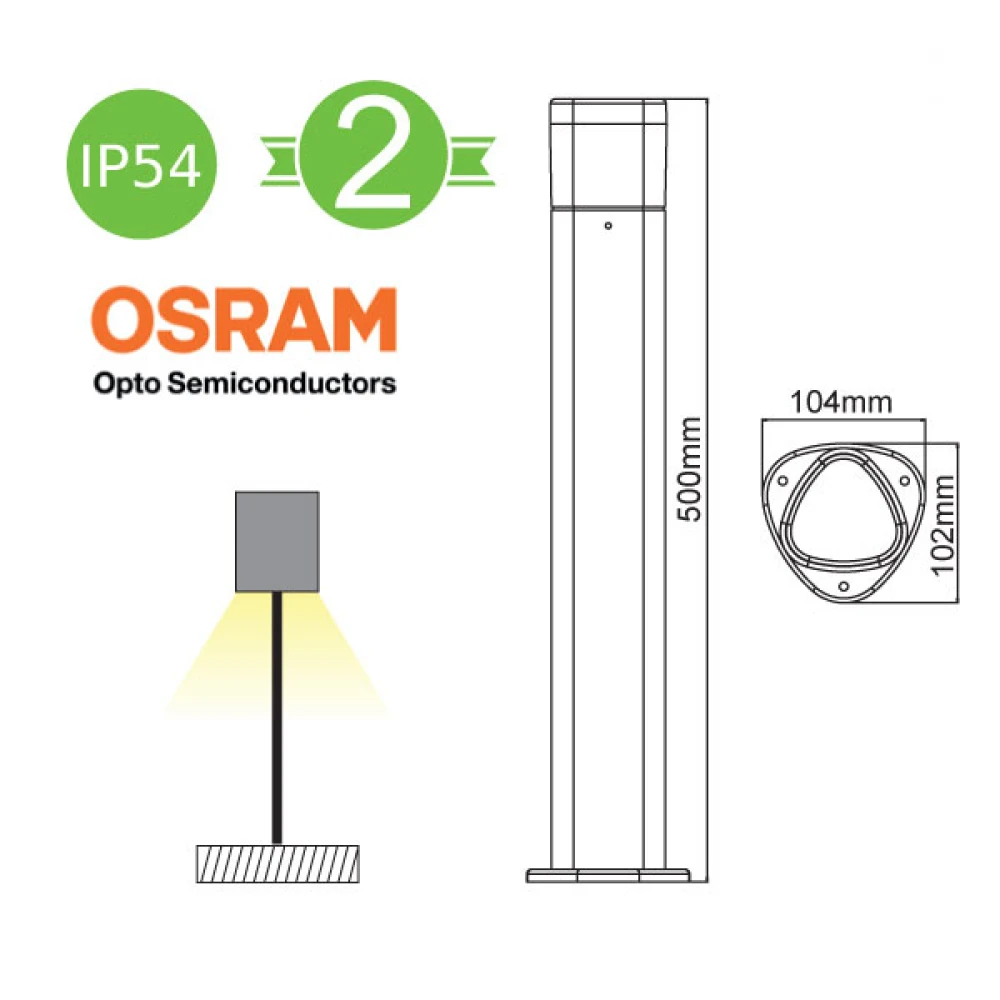 OSRAM LED Κολωνάκι Εξωτερικού Χώρου Σκούρο Γκρι 50cm 7W IP54 EDEN - ACA