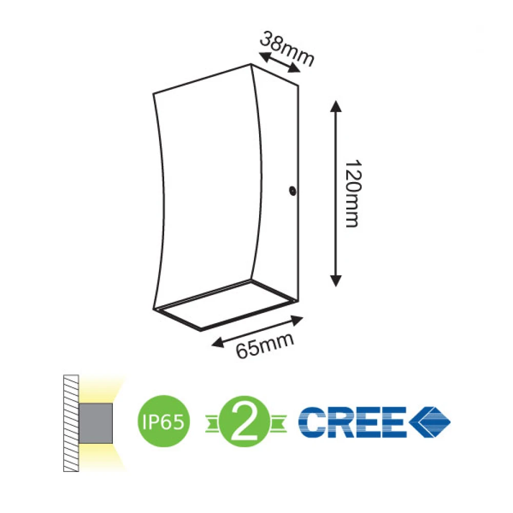 CREE High Light LED Απλίκα Εξωτερικού Χώρου Σε Σκούρο Γκρι Up-Down 6W IP65 FER - ACA