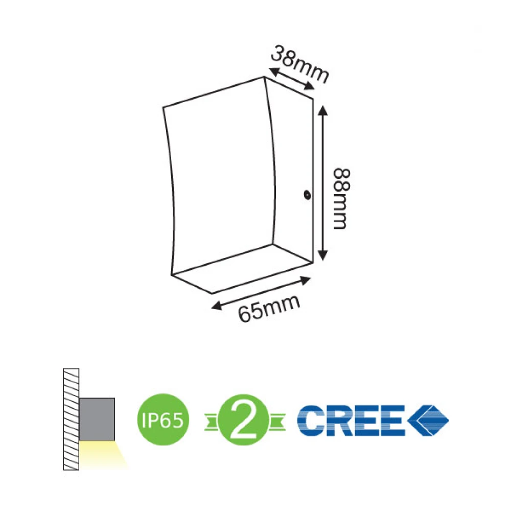 CREE High Light LED Απλίκα Εξωτερικού Χώρου Σε Σκούρο Γκρι 3W IP65 FER - ACA