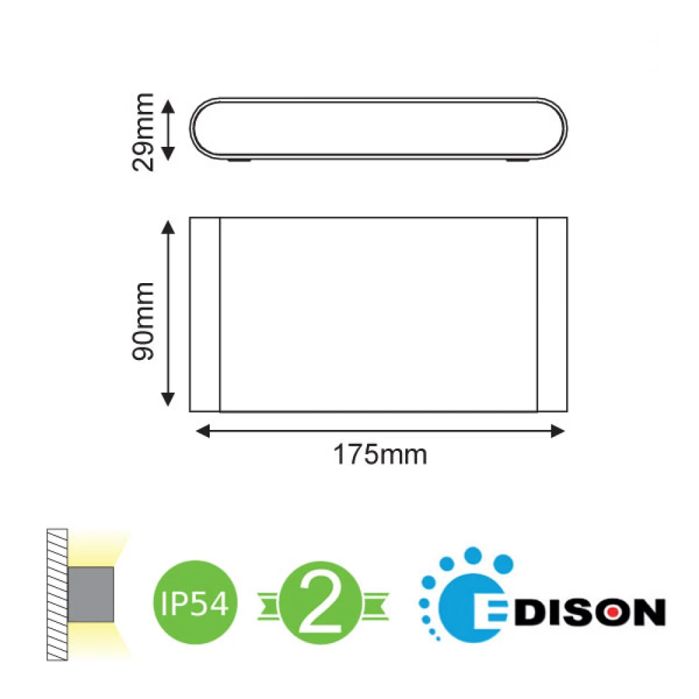 EDISON LED Απλίκα Εξωτερικού Χώρου Σκούρο Γκρι 11W IP54 MAIDA-L ACA