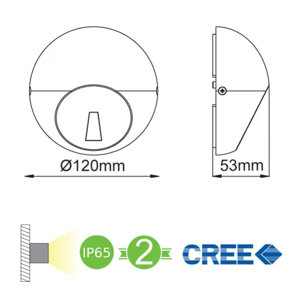 CREE LED Απλίκα Εξωτερικού Χώρου Σε Σκούρο Γκρι 18° 4W IP65 MIRON - ACA
