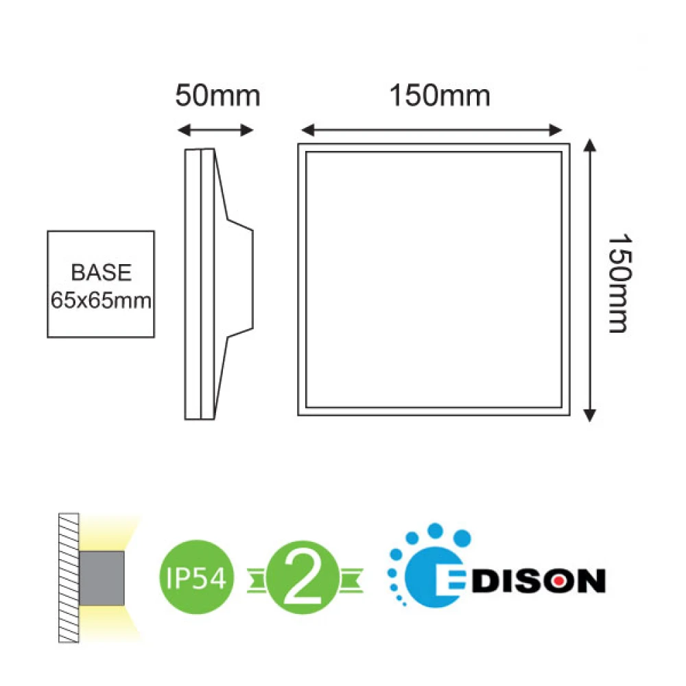 EDISON LED Απλίκα Εξωτερικού Χώρου Σε Σκούρο Γκρι Τετράγωνη 8W IP54 POLLA-S ACA