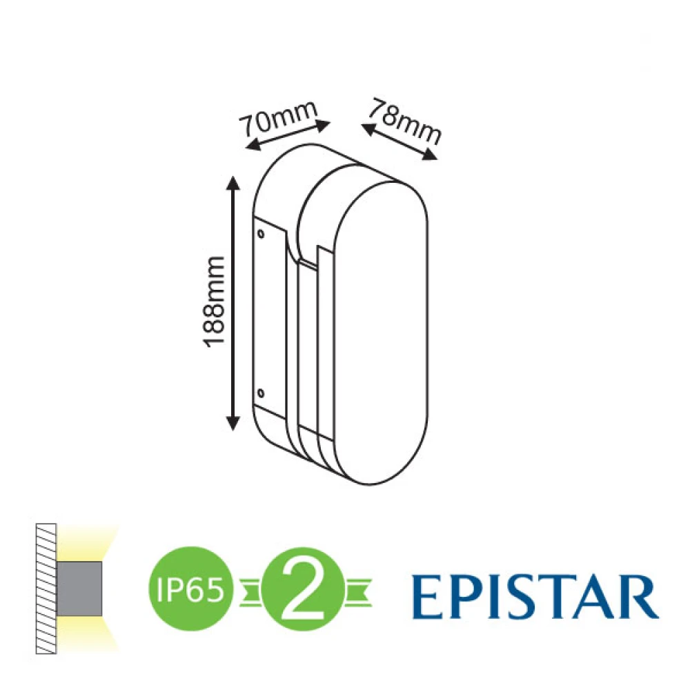LED Epistar Απλίκα Εξωτερικού Χώρου Περιστρεφόμενη Σε Σκούρο Γκρι 10W IP65 RIETI - ACA