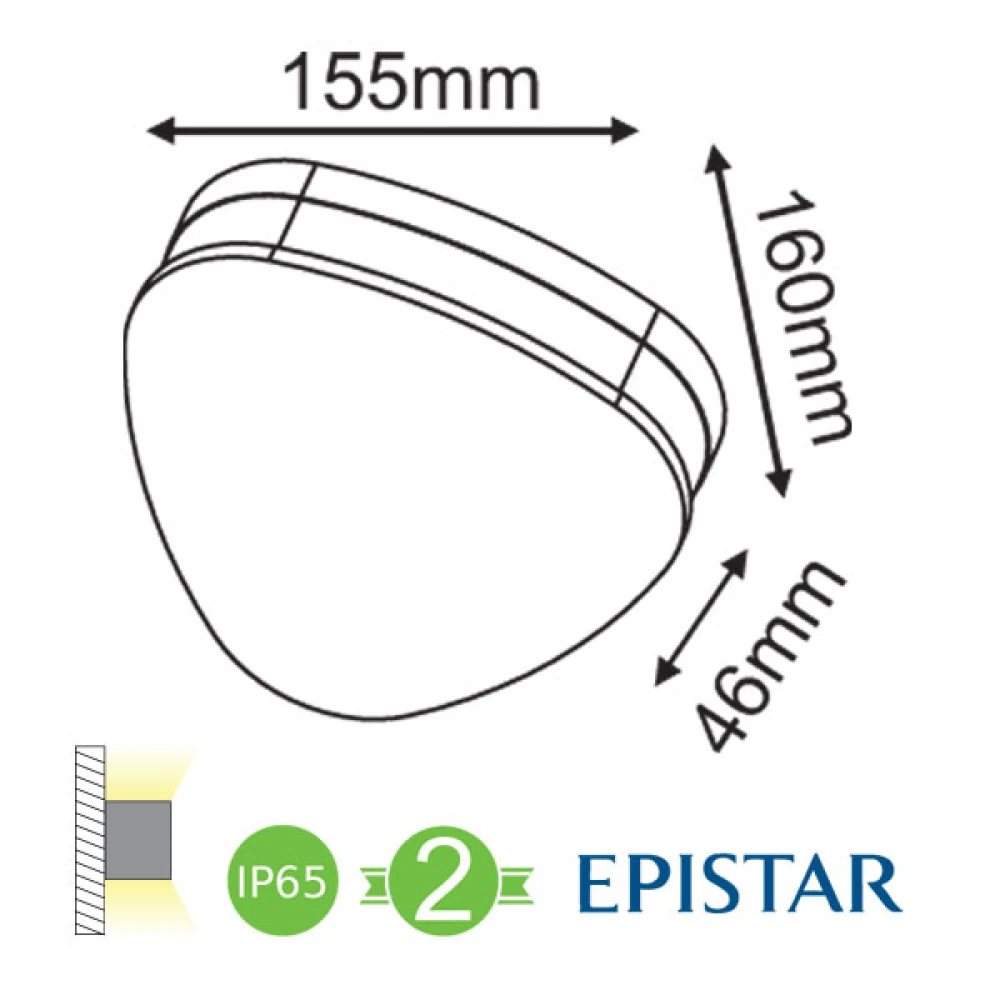 LED EPISTAR Απλίκα Εξωτερικού Χώρου Σε Σκούρο Γκρι 10W IP65 RUBI - ACA